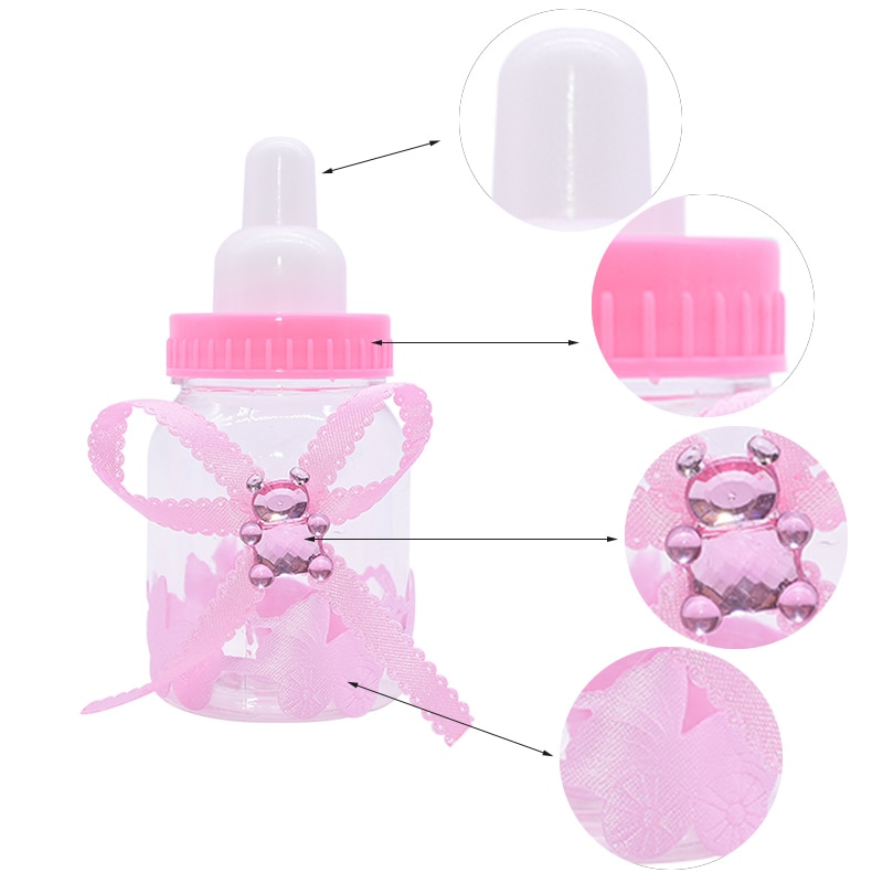 12 st mini nappflaskor flicka pojke baby shower favor boxar paket dop dop fest tillbehör choklad godispåsar