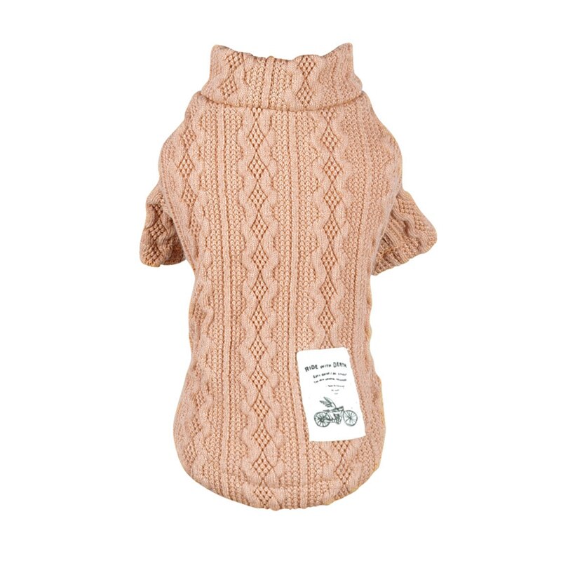 Chiot pour animaux de compagnie Double modèle col roulé chien chandails hiver chiot vêtements tricot animaux de compagnie chandails pas cher tricots Costume: Coffee / S