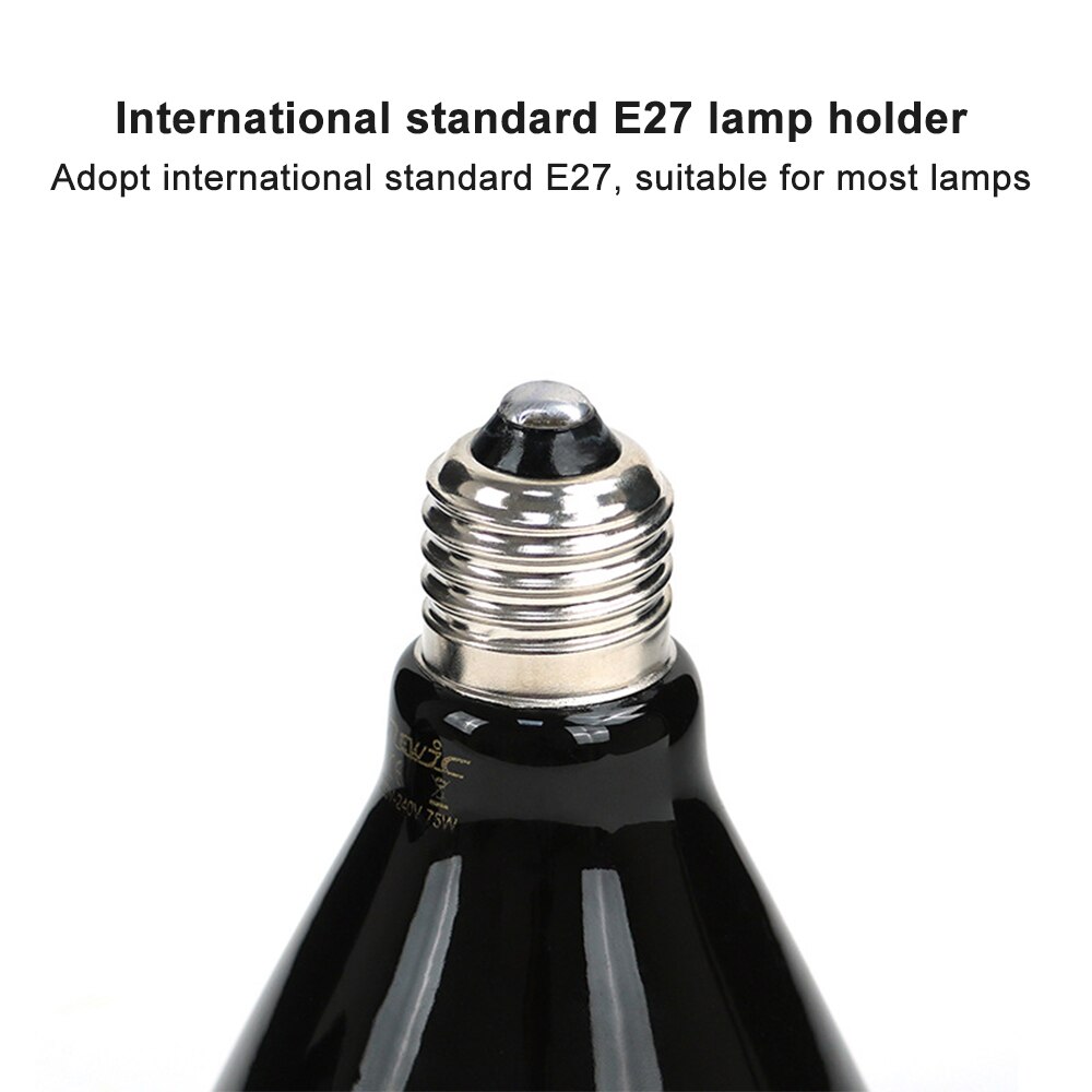 100-240V 75/150W E27 Pet Heating Lamp Black Infrared Ceramic Emitter Heat Light Bulb Pet Brooder Reptile Lamp Chocadeira Reptile