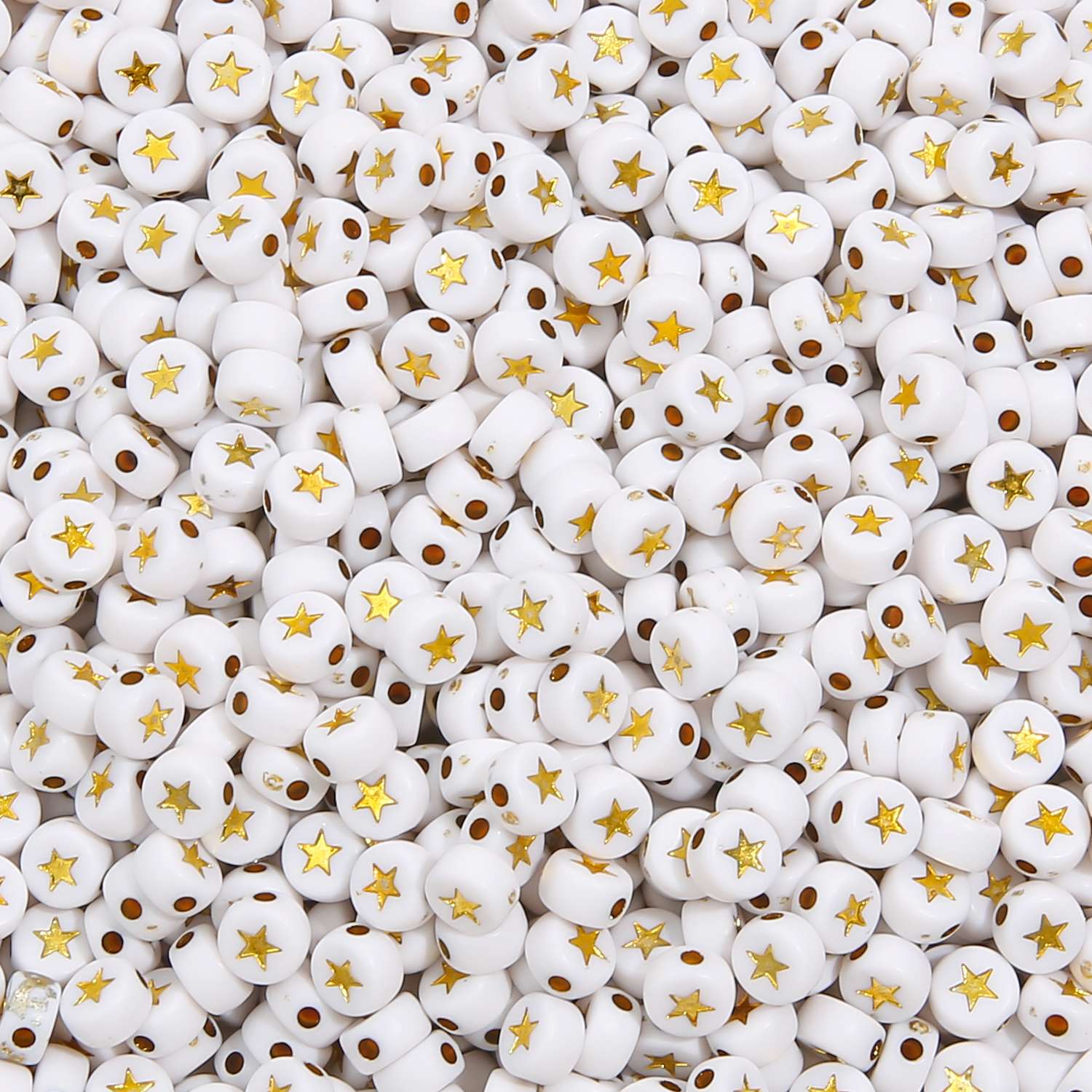 7mm Acryl Kralen Gemengde Letters - DIY Sieraden (Armband/Ketting) Ronde Plat Alfabet Afstandhouder 100stuks/Zak: Goud