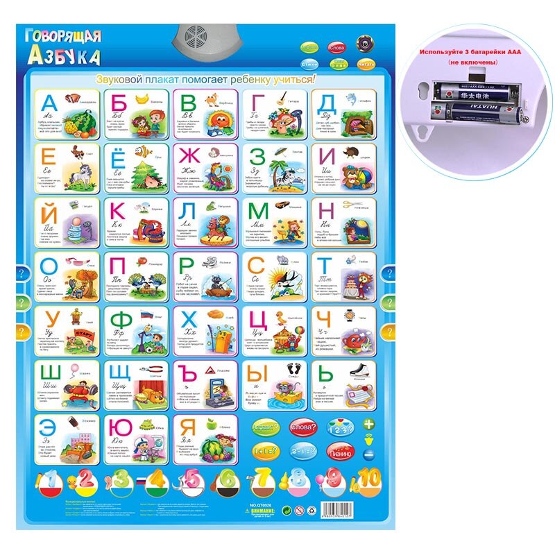 Voorraad Russische Taal Leren &amp; Onderwijs Baby Speelgoed Alfabet Muziek Machine Phonic Wall Opknoping Grafiek Praten Poster: 5