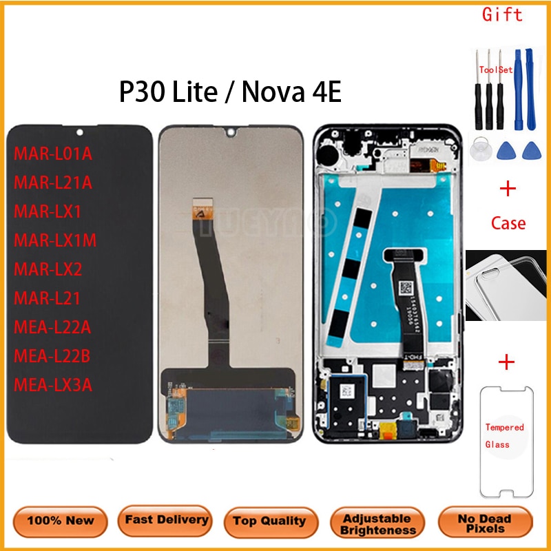 Oryginalny wyświetlacz LCD z ramką robić HUAWEI P30 Lite wyświetlacz LCD ekran Digitizer zgromadzenie dla HUAWEI P30 Lite ekran Nova 4e zniszczyć-LX1 LX2