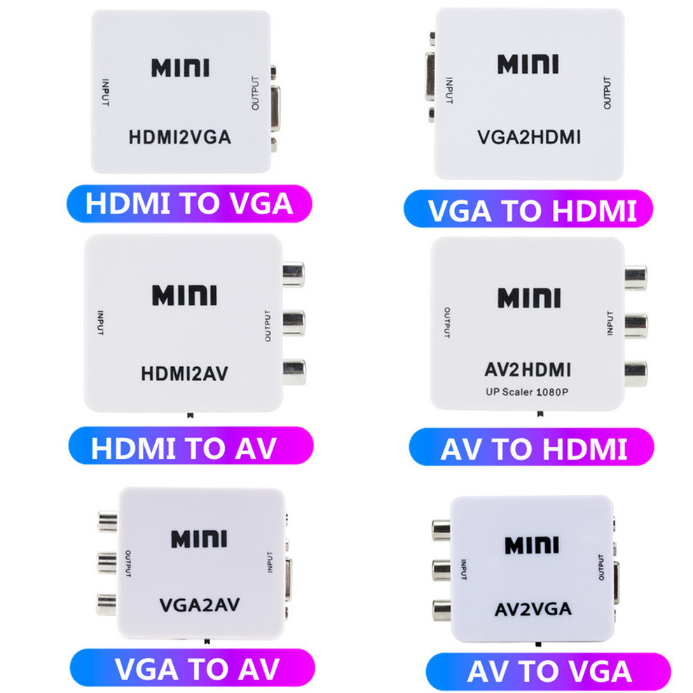 Hdmi-Comaptible Naar Av Converter Av/Cvsb L/R Video Box Hd 1080P AV2HDMI Ondersteuning Ntsc pal Output HDMI2VGA VGA2HDMI Converter Box