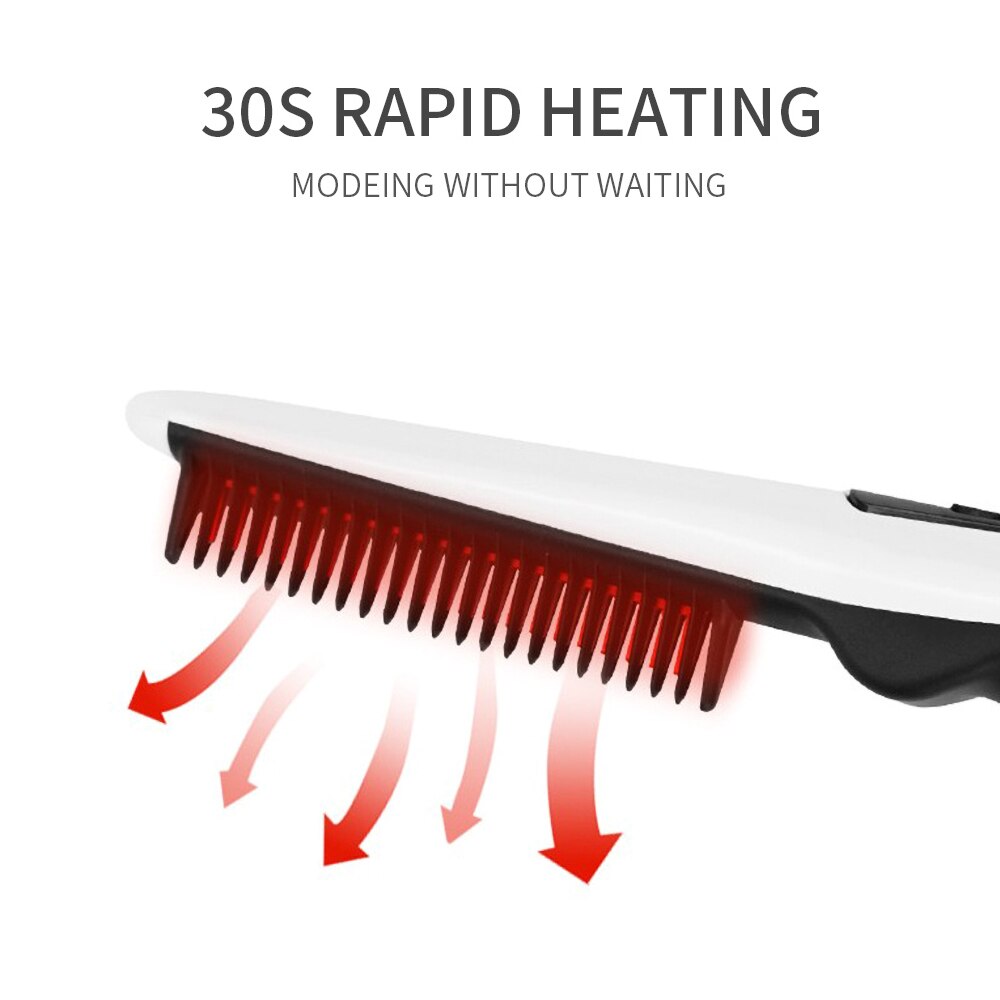 Electric Beard Straightener Comb 30s Quick Heated Brush Styler Travel Hair Styler Fast Warm-up Hair Straightener TW#3