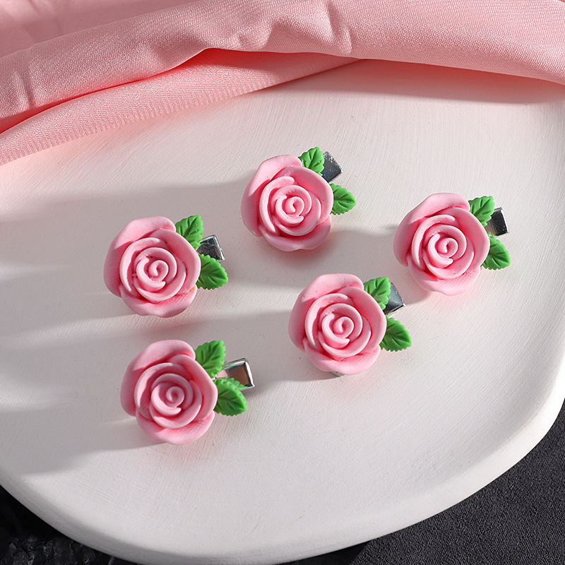 Épingle à cheveux rose douce pour fille, série mignonne, nœud, pêche, camélia, cœur, bord, accessoires pour cheveux, coiffure: Rose