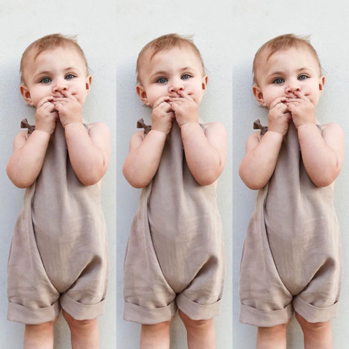 2018 nova criança verão caqui macacão crianças roupas crianças menino menina solta bib calças macacão playsuit outfits caber 0-3 t
