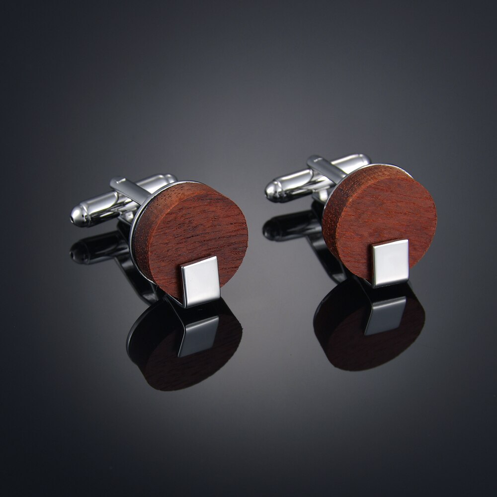 Square wooden Cufflinks for high-end men's French business cuffs, solid wood pattern, French sleeve nails customization