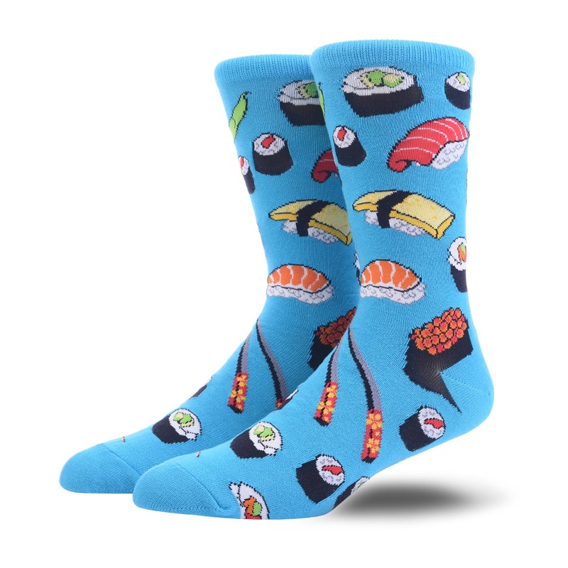 Men's Happy Crew Socks Cartoon Sushi Duck Skate Funny Personality Harajuku Hip Hop Street Male Socks
