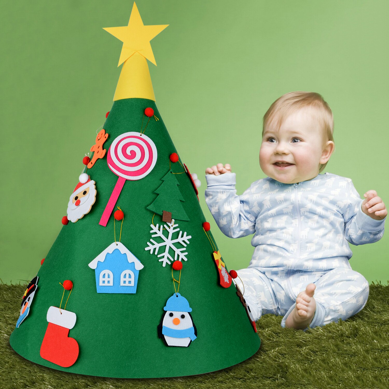 ! Kinderen Kerstboom Kids Xmas Decoratie Handgemaakte Vilt Kids Xmas Nieuwjaar Opknoping Babykamer Decor Boom