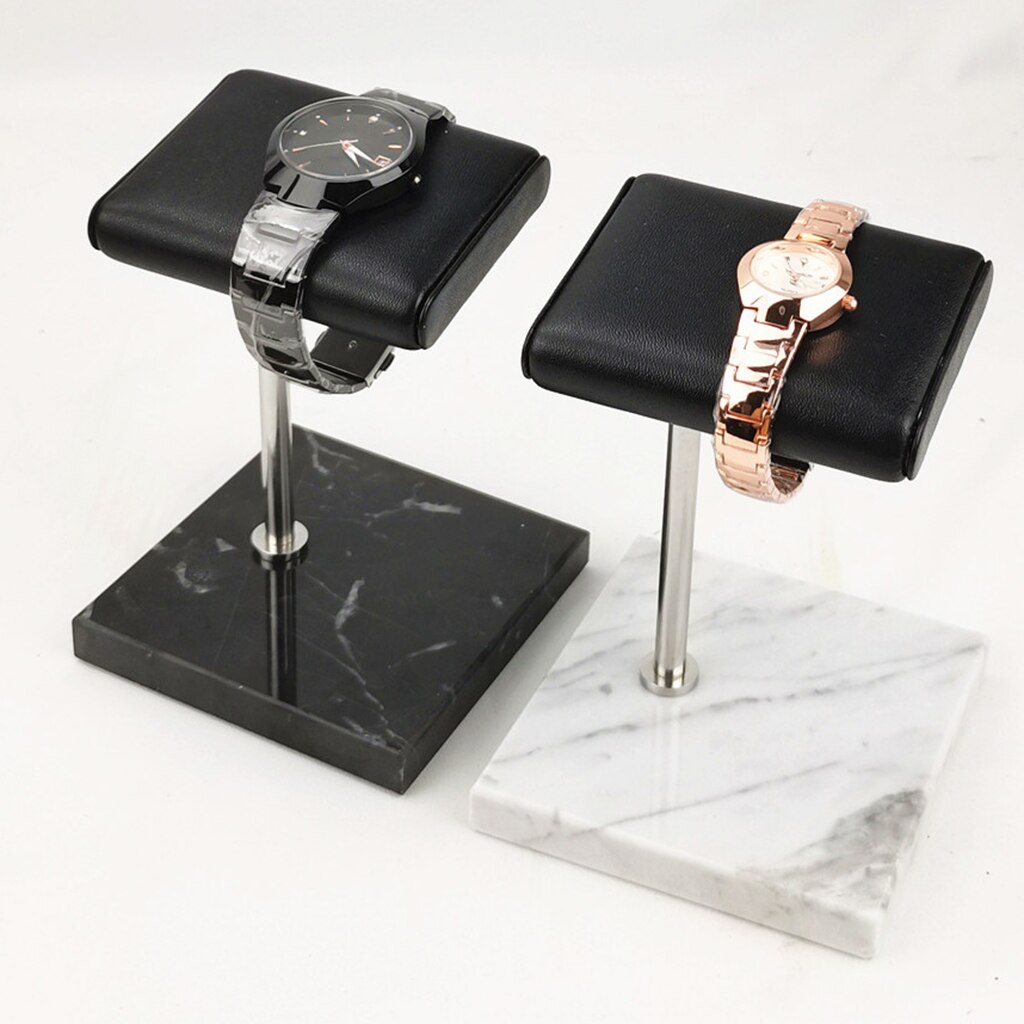 Håndlavet displaystander i læder og marmor, giver et sikkert sted at hvile og opbevare dit ur