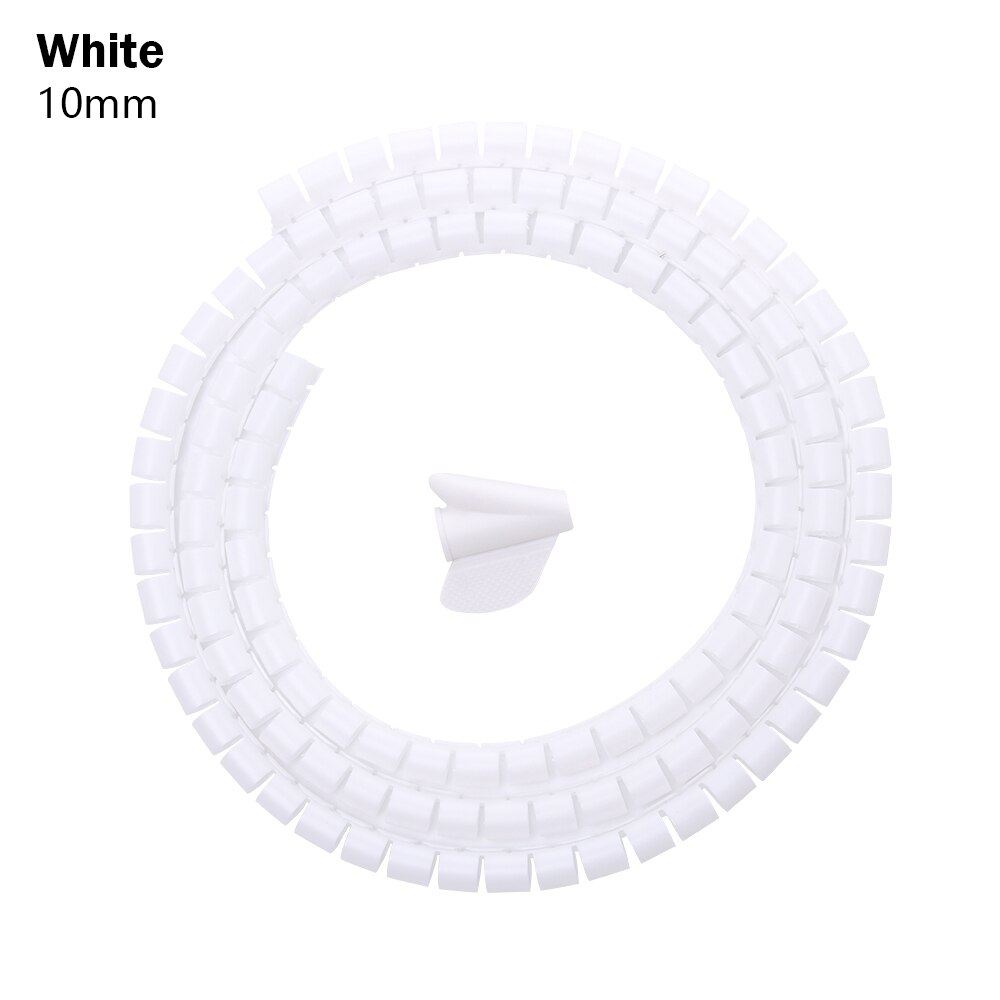 2M/1.5M Opslag Pijp Cord Protector Kabel Buis Organizer Flexibele Spiraal Kabel Organizer Winder Desk Tidy Kabel accessoires: 10mmx1.5m white