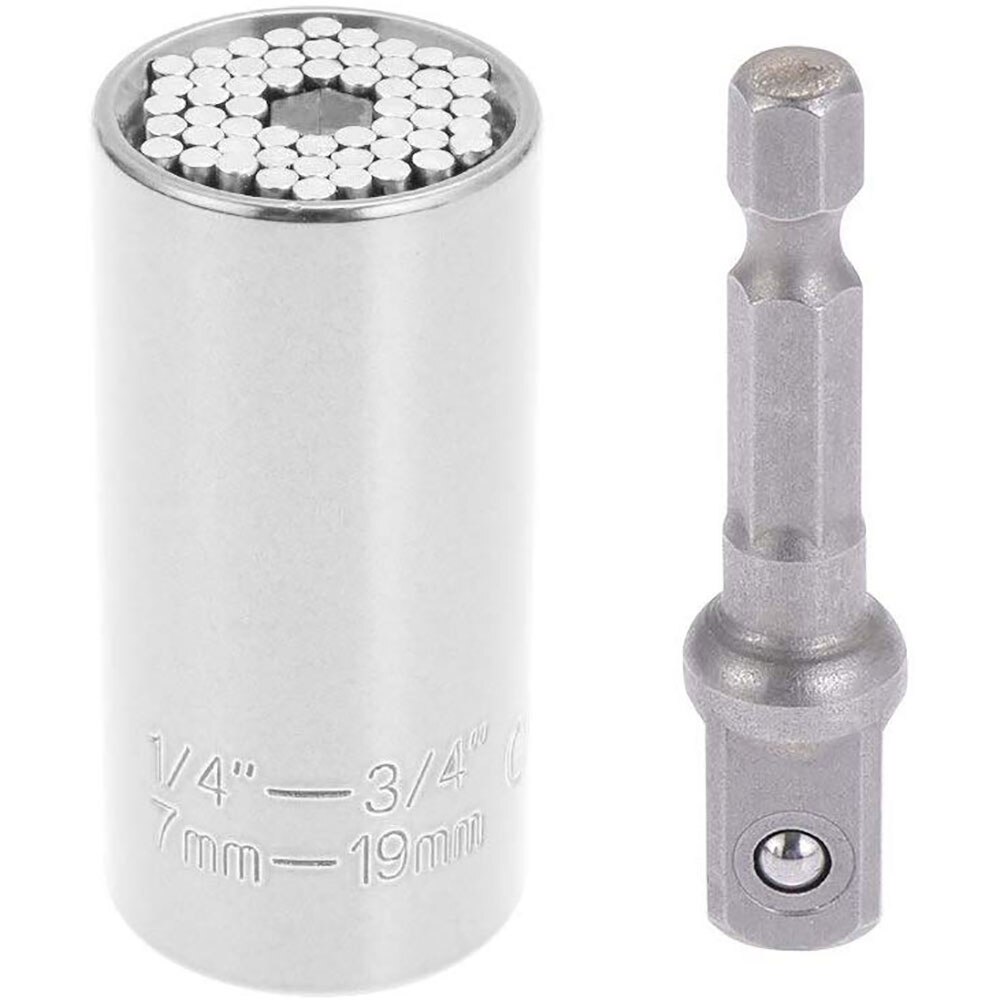 Universal Hardware Torque Wrench Head Set Socket Sleeve In Wrench 7-19mm Spanner Key Magic Grip Portable Multi Hand Tools: Silver