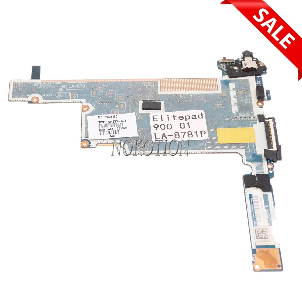 NOKOTION QPJ80 LA-8781P 724353-001 724353-501 724353-601 For HP ElitePad 900 G1 Tablet Laptop Motherboard Atom CPU Full tested