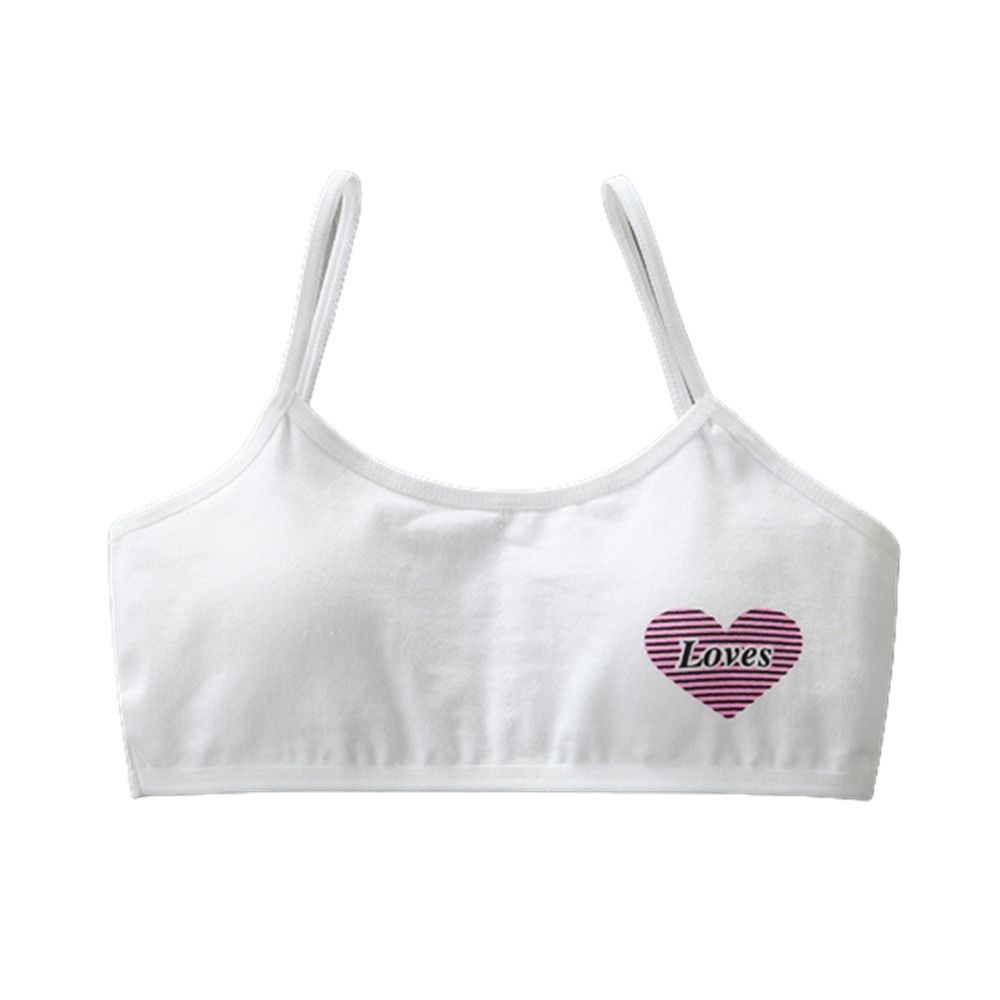 10-15 Years Old Kids Underwear Bra Girl Cotton Clothes Cute Camisole Children Vest Heart Baby Bra Kids Tank Top: white