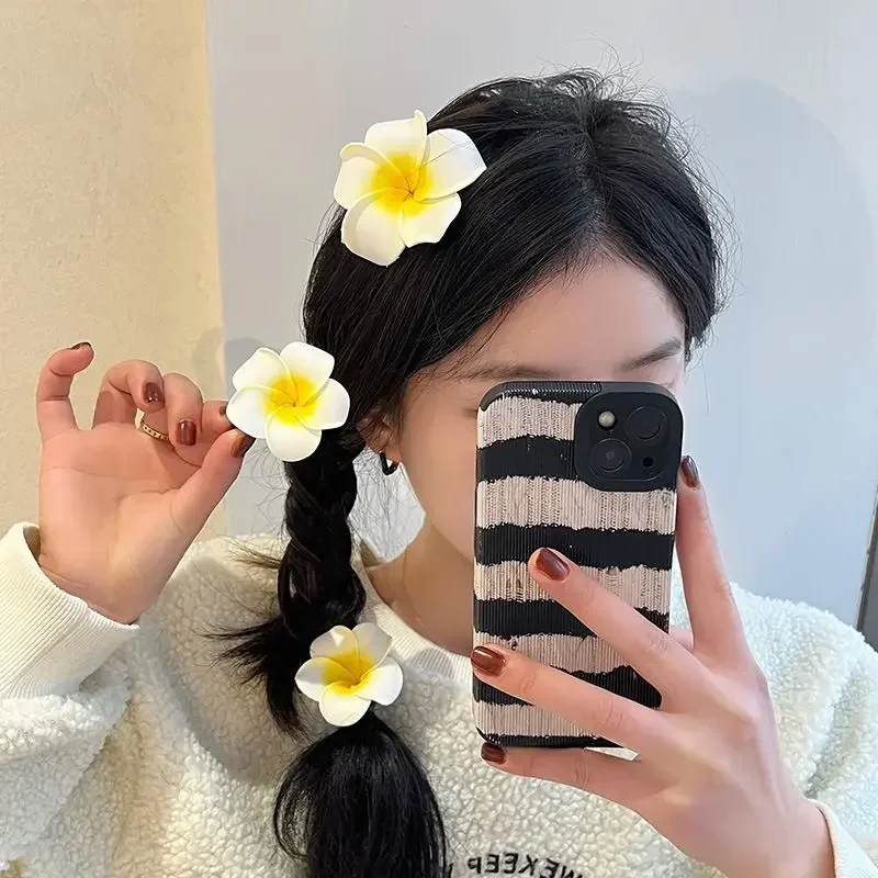2/20 piezas pinzas para el cabello de flor de Plumeria para mujer, horquillas para niña, pinzas para flequillo lateral, pasador de flores, bolsa de hawaiana, accesorios para sombrero