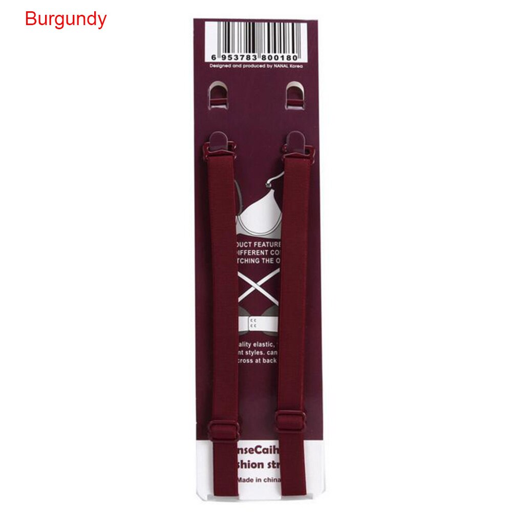 1PC Candy Elastic Shoulder Bra Strap Back Cross Slip-Resistant Adjustable Girl Bra Straps Summer Style Colorful Bra Strap: Burgundy