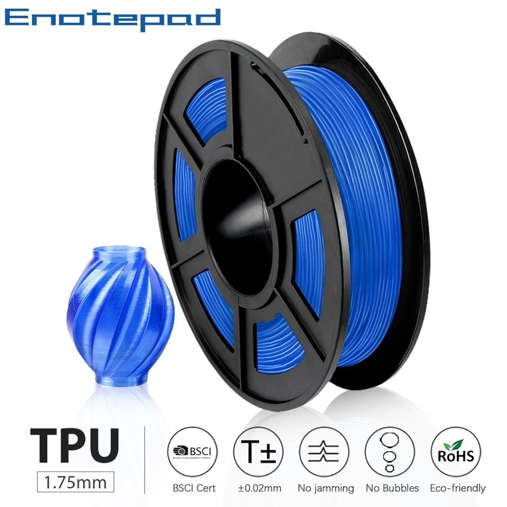 Enotepad TPU Flexible Filament 1.75mm 0.5 Kg Colorful 3d Printer High Filament With Vacuum Packaging For FDM 3d Printer: FLEXIBLE-BLUE