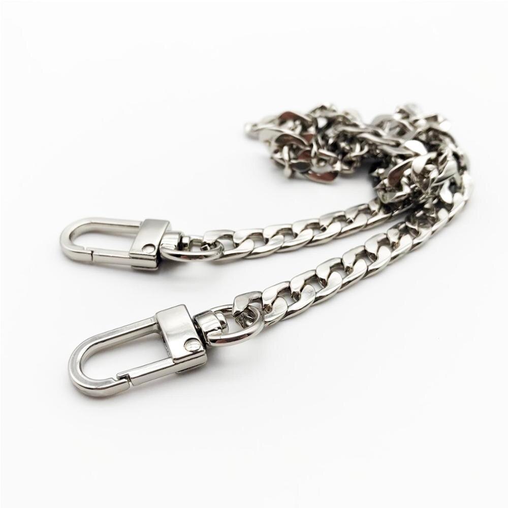 DIY 60mm 120cm Metal Handbag Purse Chain Leather Bag Strap Handle Shoulder Replacement Repair with Double Clasp Snap Clip: total length 120cm / Silver