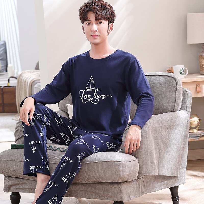 Autumn and winter thick men's clothes two-piece home service CAIYIER cotton pajamas suit long-sleeved top + pants pajamas