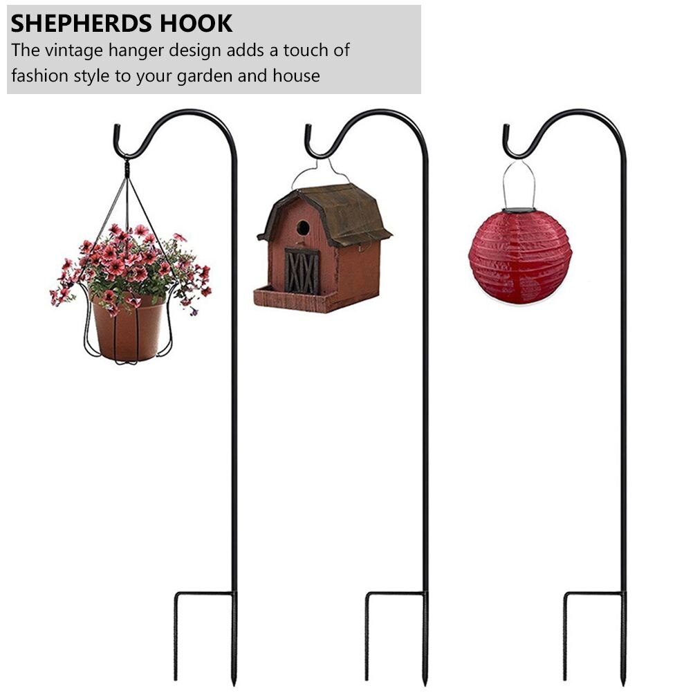 Shepherd-Hooks Garden Ground Plant Stand Lantern Stake Outdoor Plant Hangers For Flower Basket Plant Hook Garden Stake Outdoor