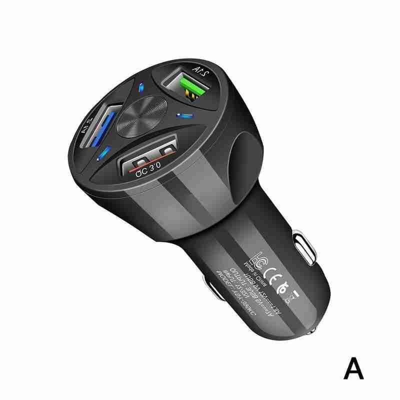 Universele 3 Poorten Usb Car Charger Met Led Display Sigaret Opladen Multifunctionele Charger Aansteker Auto Mobilephone Adapter H4Y6: Black