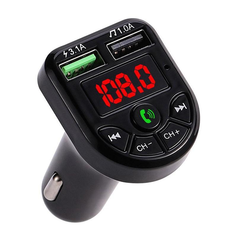 FM Transmitter Bluetooth Car MP3 Player Handsfree Car Gadgets Dual Charger Player Kit Music USB Car Accessories TF Disk U V7E1: Default Title