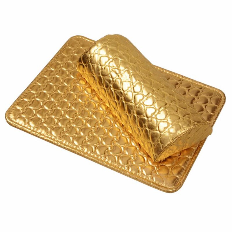 Professionele Hand Kussen Houder Soft Pu Leer Spons Arm Rest Nail Kussen Manicure Beauty Nail Mat Pad: Gold