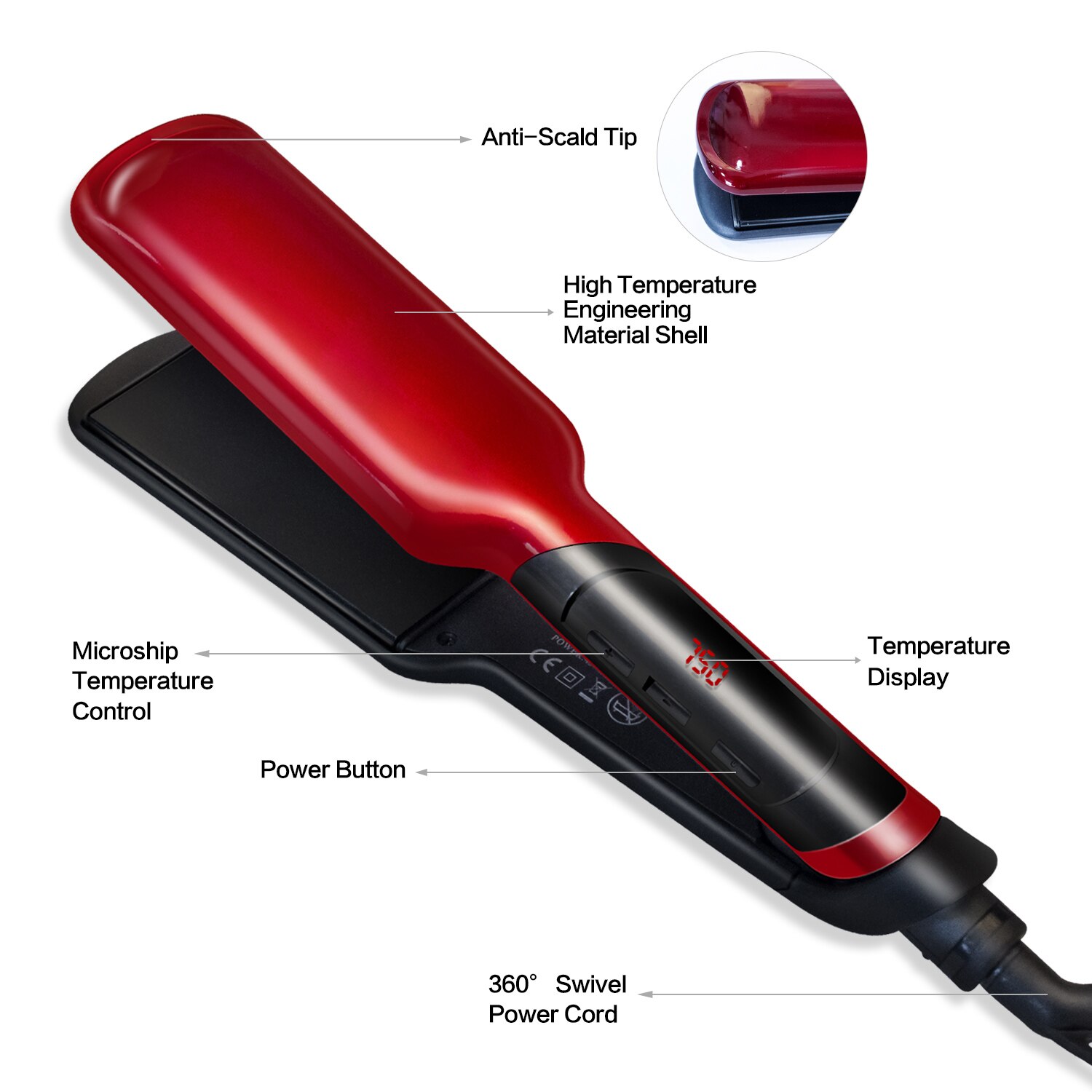 Hair Straightener Flat Iron Hair Straightener Portable Salon Fast Heat Hair Styling Tool