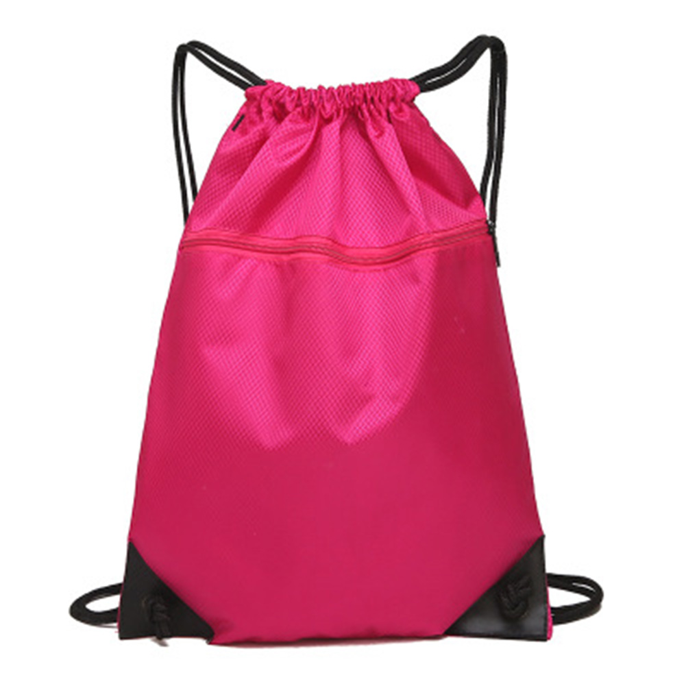 Unisex Drawstring Bag Simple Sports Backpack For Men Women Fitness Training Travel Lightweight Backpack Bag: rose red