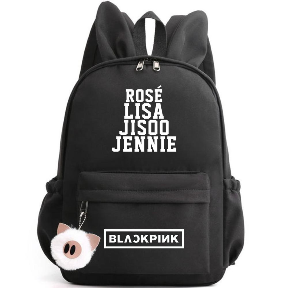 BLACKPINKs Schoolbag Backpack with Rabbit Ear BLINK Shoulder Bag JISOO JENNIE LISA ROSÉ Backpack HOW YOU LIKE THAT Travel Bag: 12