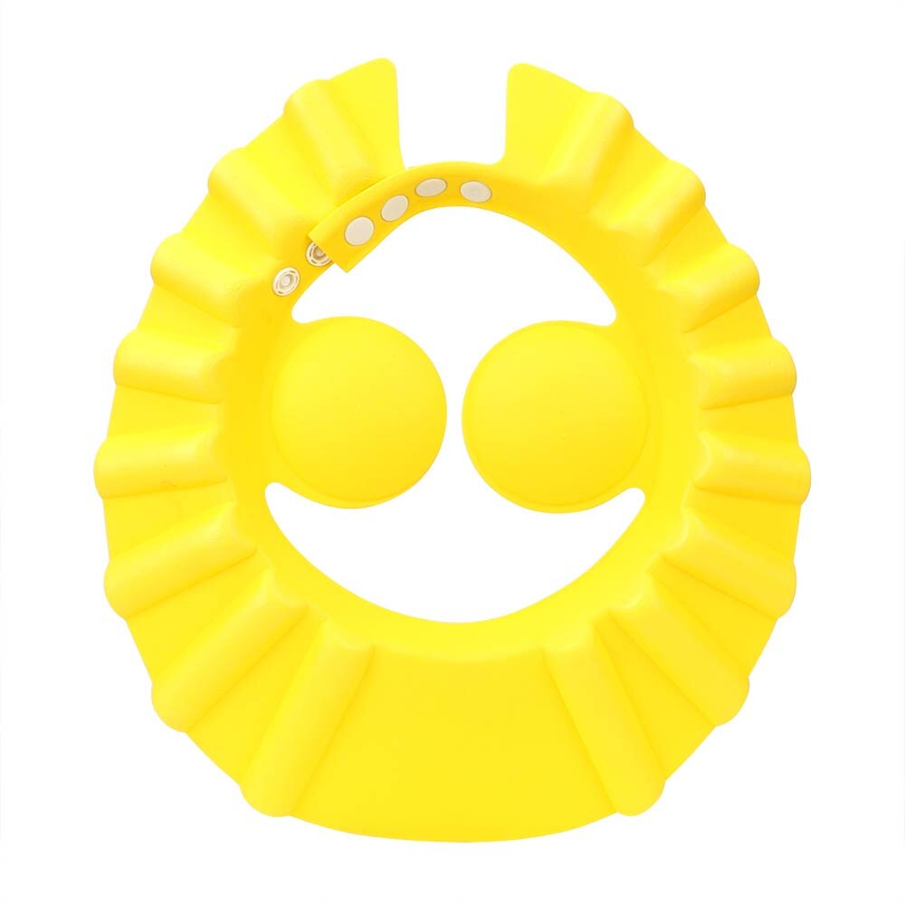 HOOMIN baño lavar el pelo gorra con protección para las orejas niños Cap champú gorros de ducha bebé ducha sombrero protector seguro suave sombrero ajustable: Amarillo