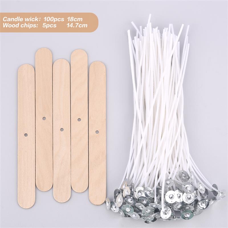 Mèche de bougie en fil de coton ciré de plusieurs tailles, 100 pièces/ensemble, mèche et support sans fumée, ensemble de fabrication de bougies, accessoires, support de mèches: plum