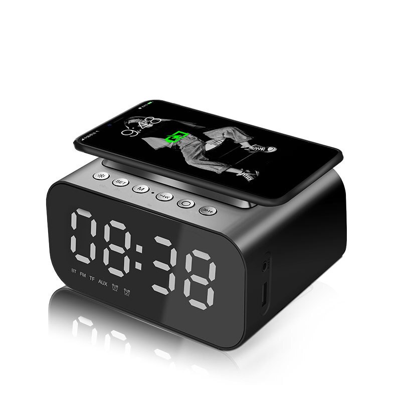 Fast Wireless Charger Phone Wireless Charging Pad Thermometer LED Alarm Clock Bluetooth Speaker Fast Charger For Iphone Samsung