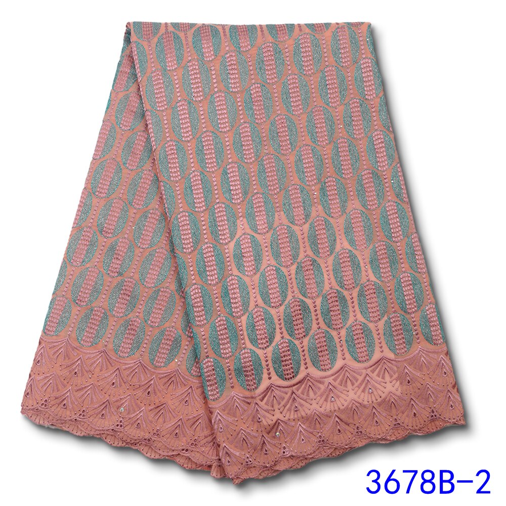 African Dry Cotton Lace Fabric Lace Swiss Voile Laces In Switzerland Nigerian Lace Fabrics Sewing YA3678B-6: Picture 2