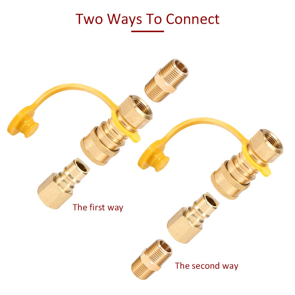 / Lixada Solid Brass NPT Natural Gas Quick Connect Fittings Propane Hose Quick Disconnect Kit Gas Stove Accessories