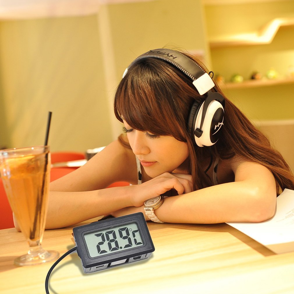 TL8009 Mini Digital LCD Thermometer for Refrigerator Fridge Freezer Temperature Black Indoor Kitchen Metasure