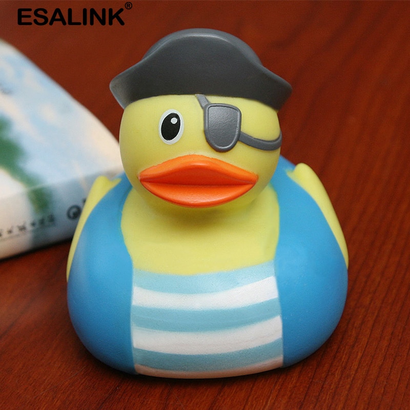 ESALINK 8-10Cm Schwimm Ente 14 Stile Pirate Ente Polizei Gummi Ducky Bad Spielzeug Baby Kognitiven Spielzeug Baden pädagogisches Spielzeug