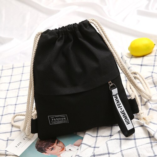 Prosty plecak dla kobiet moda brezentowy sznurek plecak Trend żeński plecak nastolatek plecak studencki plecak szkolny plecak: style B black