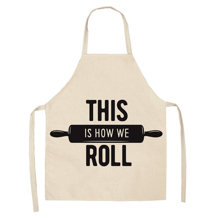 1pcs Kitchen cotton and linen aprons, monogrammed black and white patterned aprons, sleeveless aprons, cooking and baking tools: ILW-0002-13