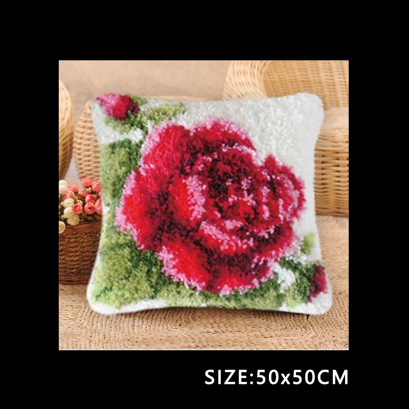 Latch Hook Flower Kits Do It Yourself Embroidery Knooppakket Latch Hook Pillow Borduurpakket Kussen Embroidery Package Pillow: ABZ102