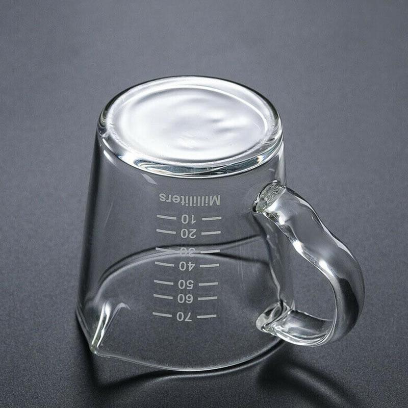 70ml Heat-resistant Glass Measuring Cup Small Milk Cup Kitchen Jigger for Espresso Coffee Double-mouthed Ounce Cup