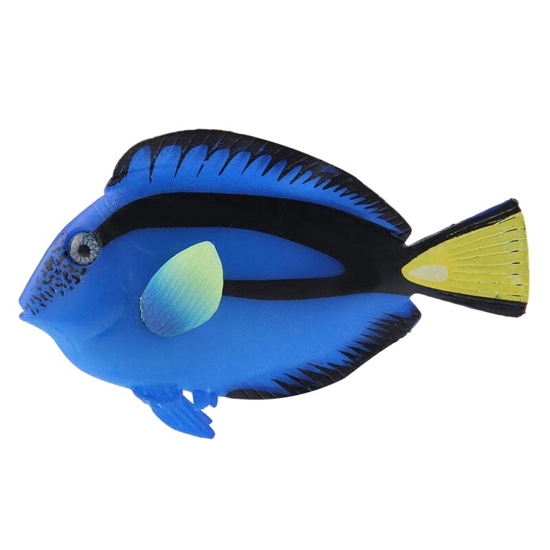 Artificial Moving Fish Floating Silicone Fish with Suction Cup Fishing Line Lifelike Aquarium Decorations for Fish Tank: Blue hanging fish