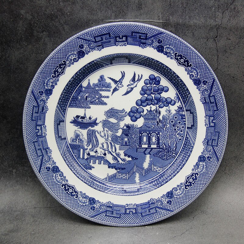 The Blue Willow Dinner Set England Style Dinner Ware Ceramic Breakfast Plate Beef Dishes Dessert Dish Soup Bowl