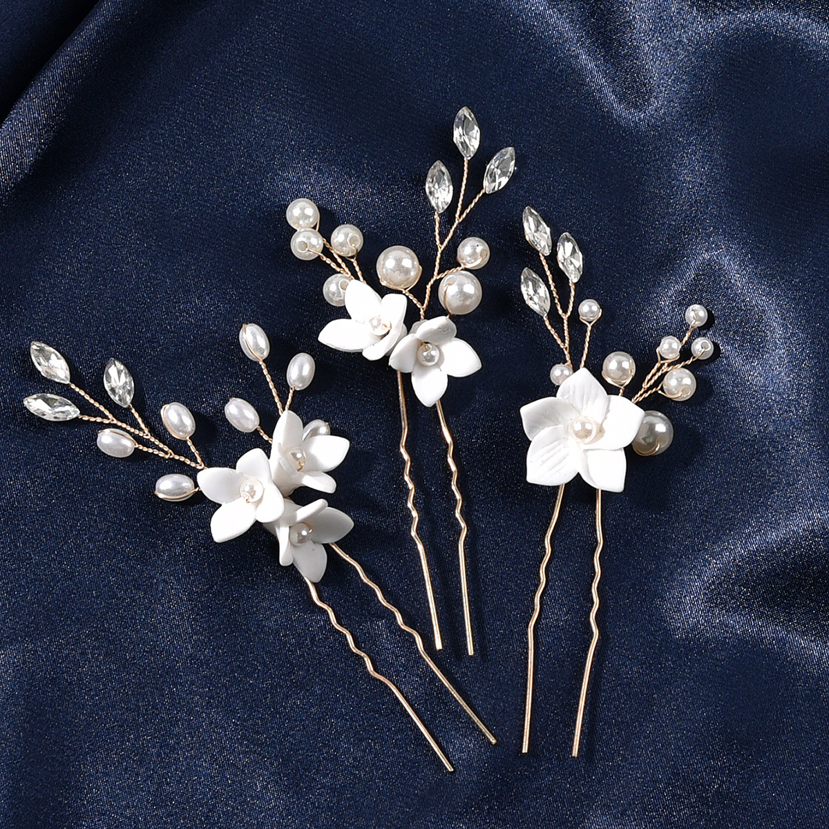 Dreiteilige U-förmige Perle Blume Haarnadel Damen Braut Legierung Haarschmuck Hochzeit Schmuck Kopfschmuck