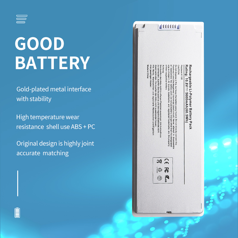 Batteria per computer portatile Somi per Mela Macbook 13 "Mac A1185 A1181 MA566FE/A MB881LL/A bianco 55Wh
