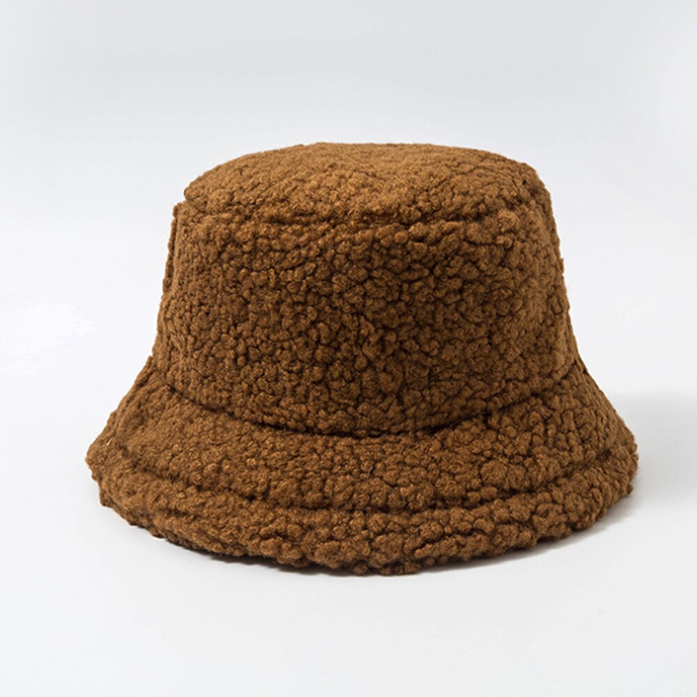 Hoeden voor vrouwen, hoed, effen kunstbont, warme damespet, imitatiebont winterhoed voor vrouwen, panama damespet, visserspet: Koffie