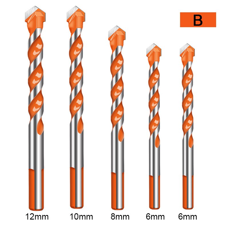 4/5/10 pièces ultime forets torsion tête de forage mur céramique verre trou de poinçonnage travail 3/4/5/6/8/10/12mm: B