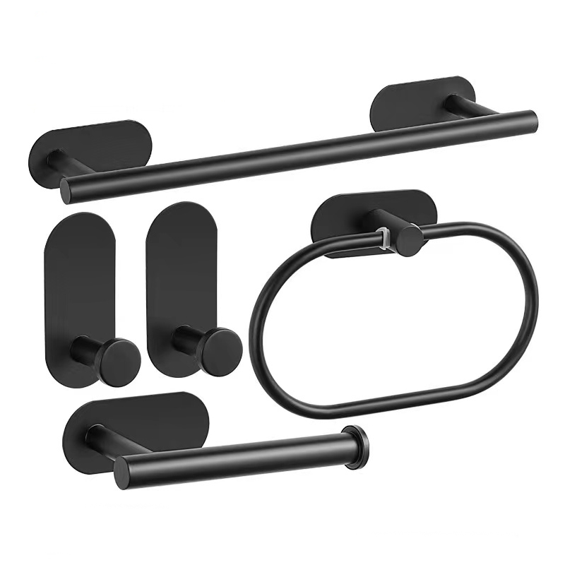 Bathroom Hardware Set Brushed Nickel Towel Bar Towel Ring Toilet Paper Holder Robe Hook 304 Stainless Steel Bathroom Accessory: WHITE