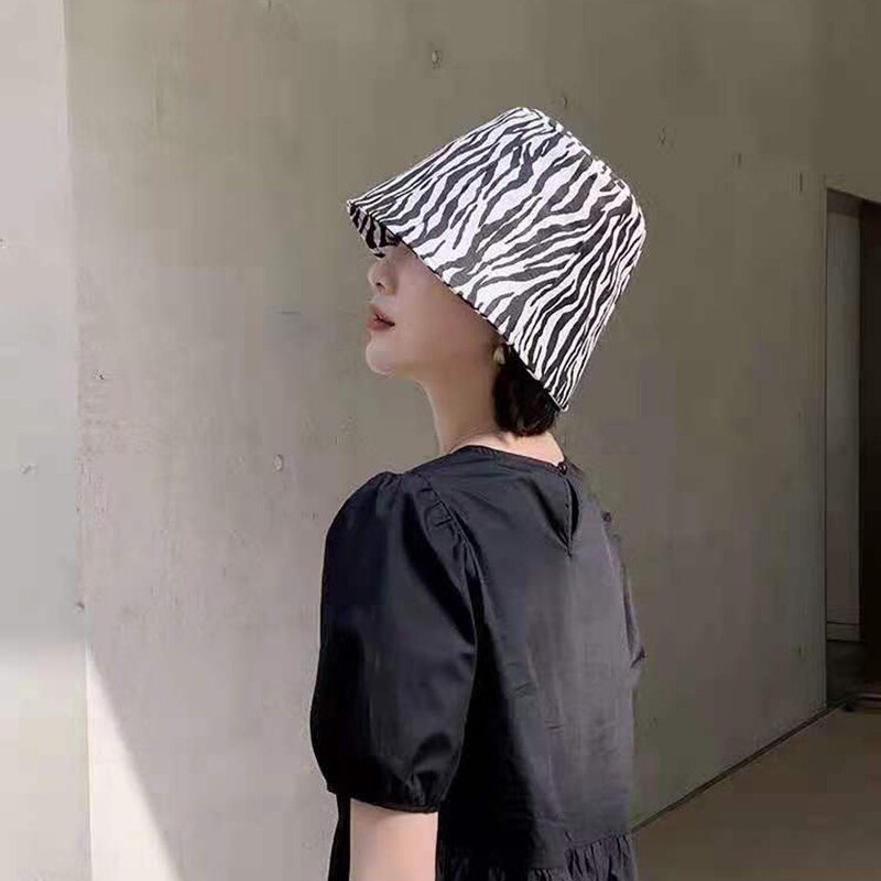 Sombrero de sol con estampado de cebra para mujer, sombrero de pescador con estampado de cebra, Anti-UV, para exteriores,