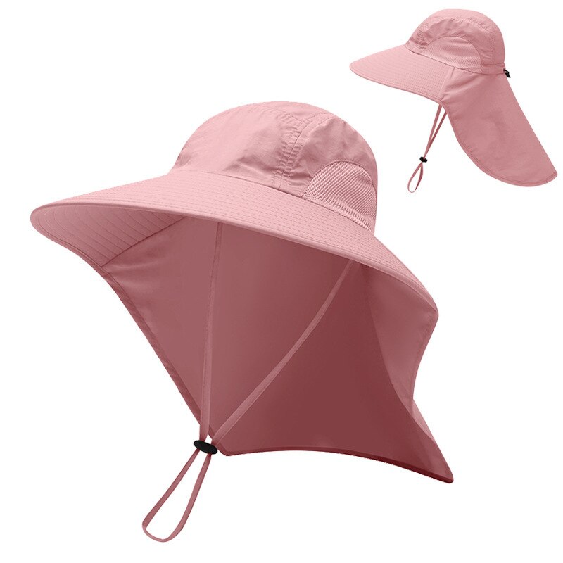 Chapeau de Protection contre les UV pour le cou, casquette de Protection solaire à large bord, pour voyage, Camping, randonnée, bateau: Leather pink